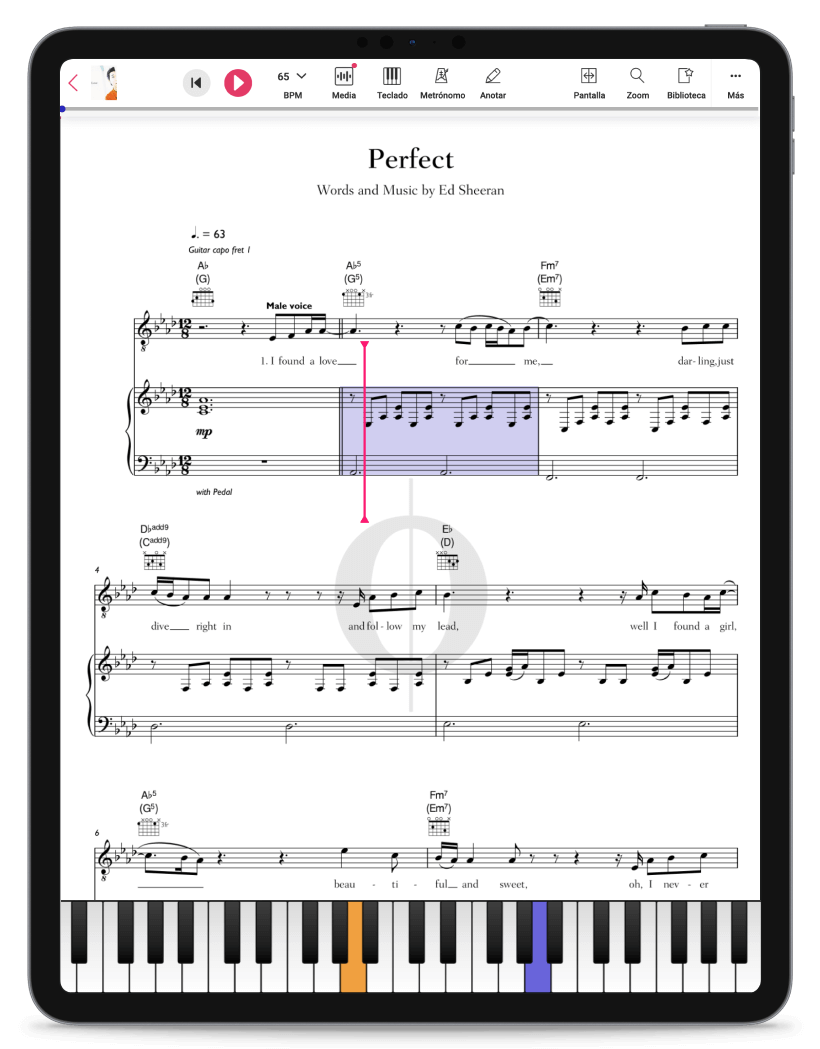 Tablet with OKTAV sheet music player